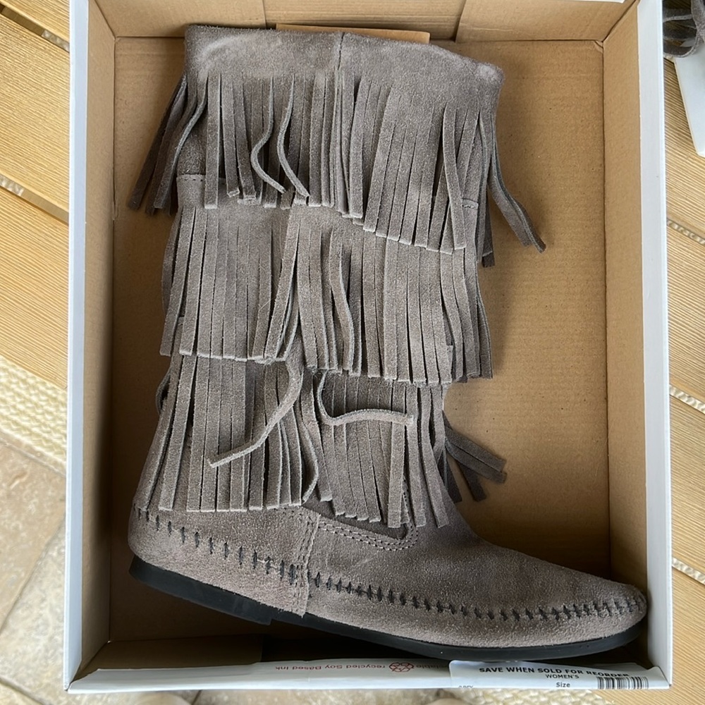 3 Layer Fringe Boot Grey